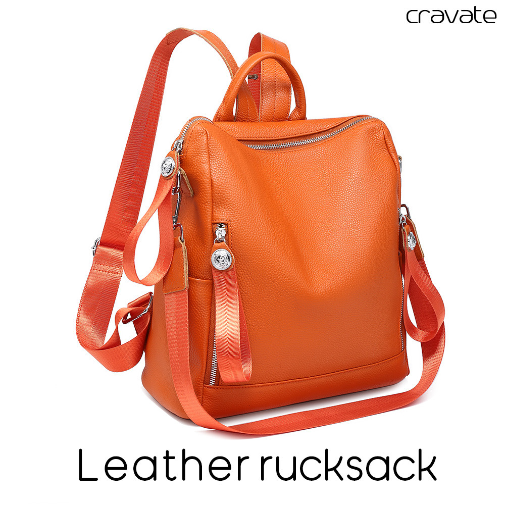 リュック レディース レザー 本革  リュックサック マザーズバッグ ママバッグ 軽量 大容量 おしゃれ オレンジ 橙
