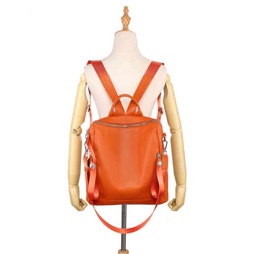 ハル☆　リュック　muku オレンジレザーフラップバッグ ハル☆ リュック muku オレンジレザーフラップバッグ リュック muku