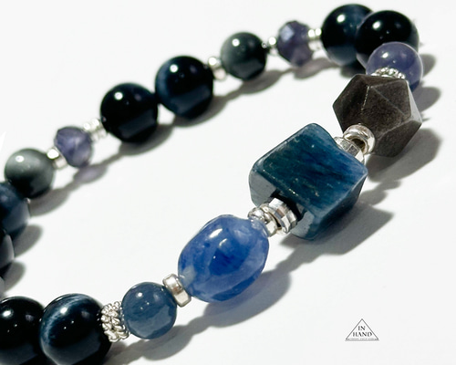 フィー♡カイヤナイト デザインブレスレット カイヤナイト ブレスレット カイアナイト 藍晶石 深い 青 レア