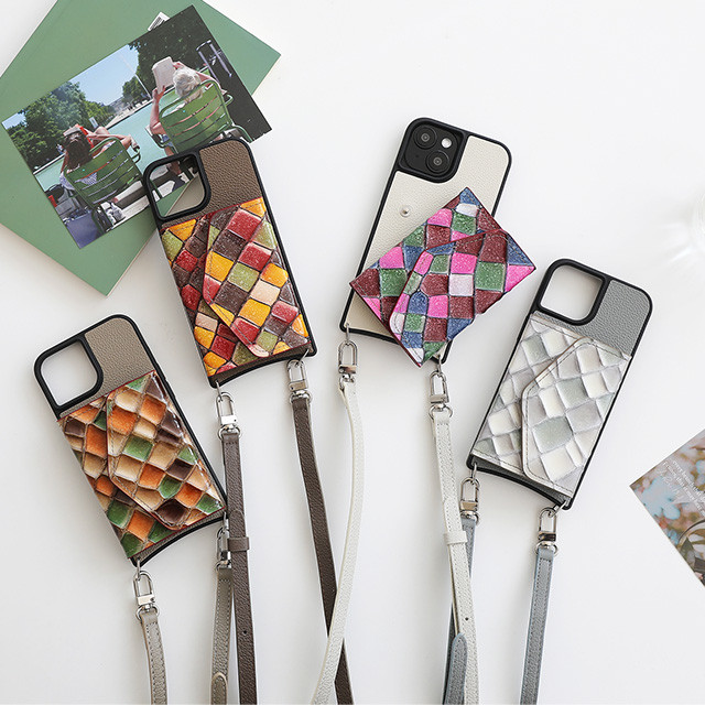 iPhone Galaxy ケース ステンドグラス 本革 スマホショルダー エナメル カードケース ガウディ dgddr