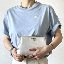 【夏限定8/31まで】爽やかブルーのハートTシャツ／オーガニックコットンTシャツ（受注生産） 8枚目の画像