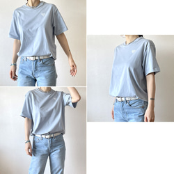 【夏限定8/31まで】爽やかブルーのハートTシャツ／オーガニックコットンTシャツ（受注生産） 14枚目の画像