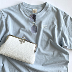 【夏限定8/31まで】爽やかブルーのハートTシャツ／オーガニックコットンTシャツ（受注生産） 16枚目の画像