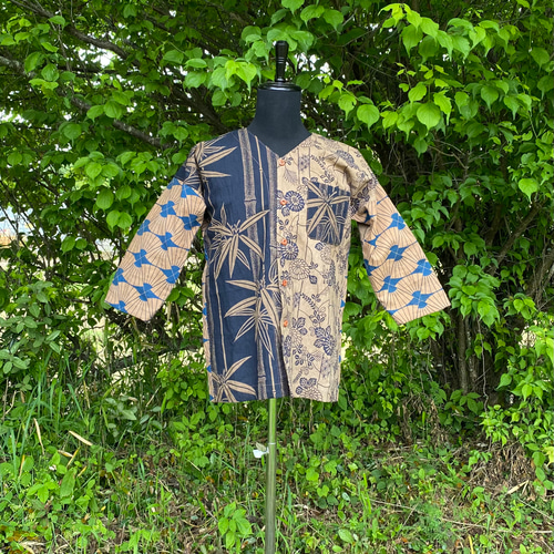 柿渋染め 鯉口シャツ Mサイズ 浴衣リメイク 一点物 その他ファッション