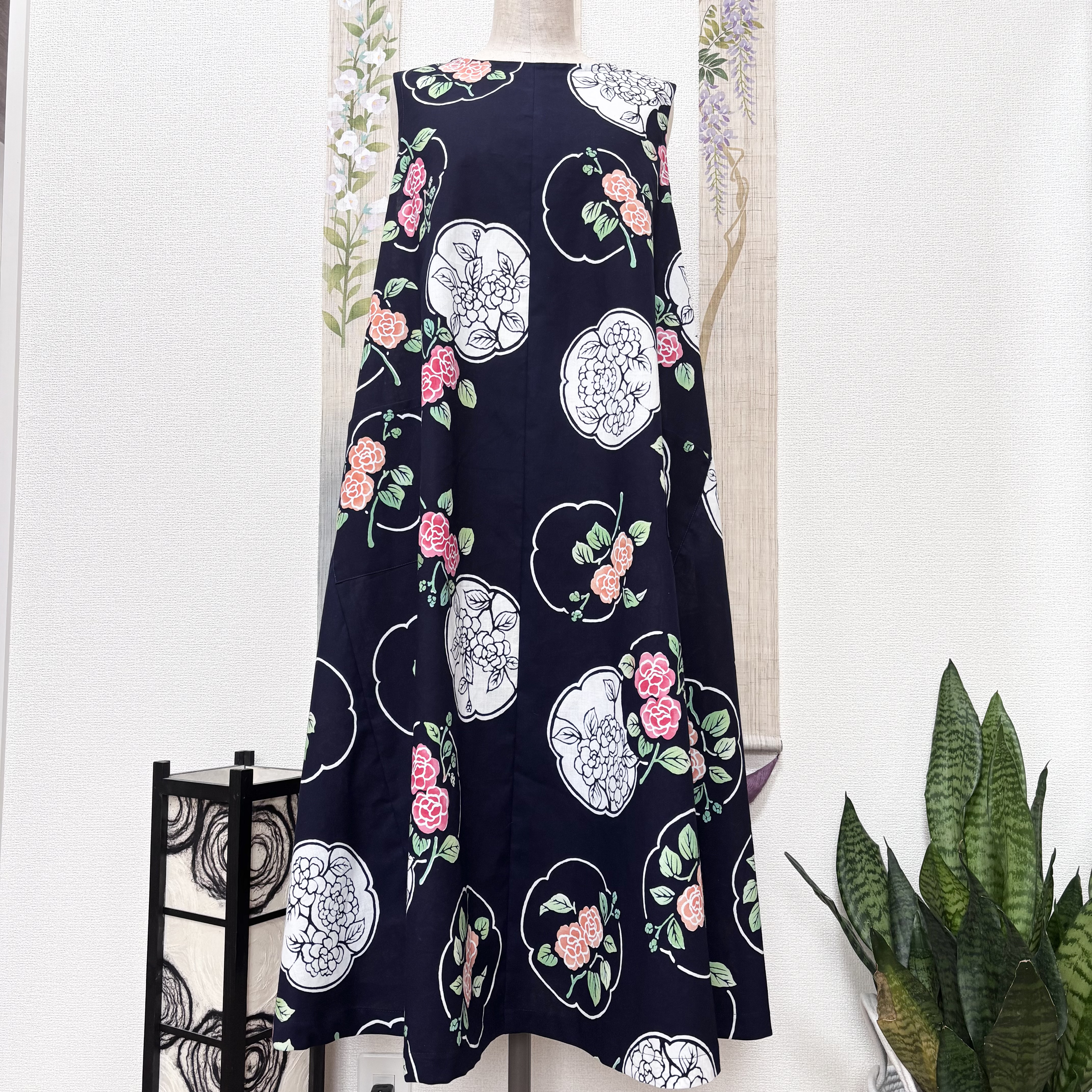 着れば着るほど体に馴染む浴衣地のAラインワンピース　薄羽蜉蝣