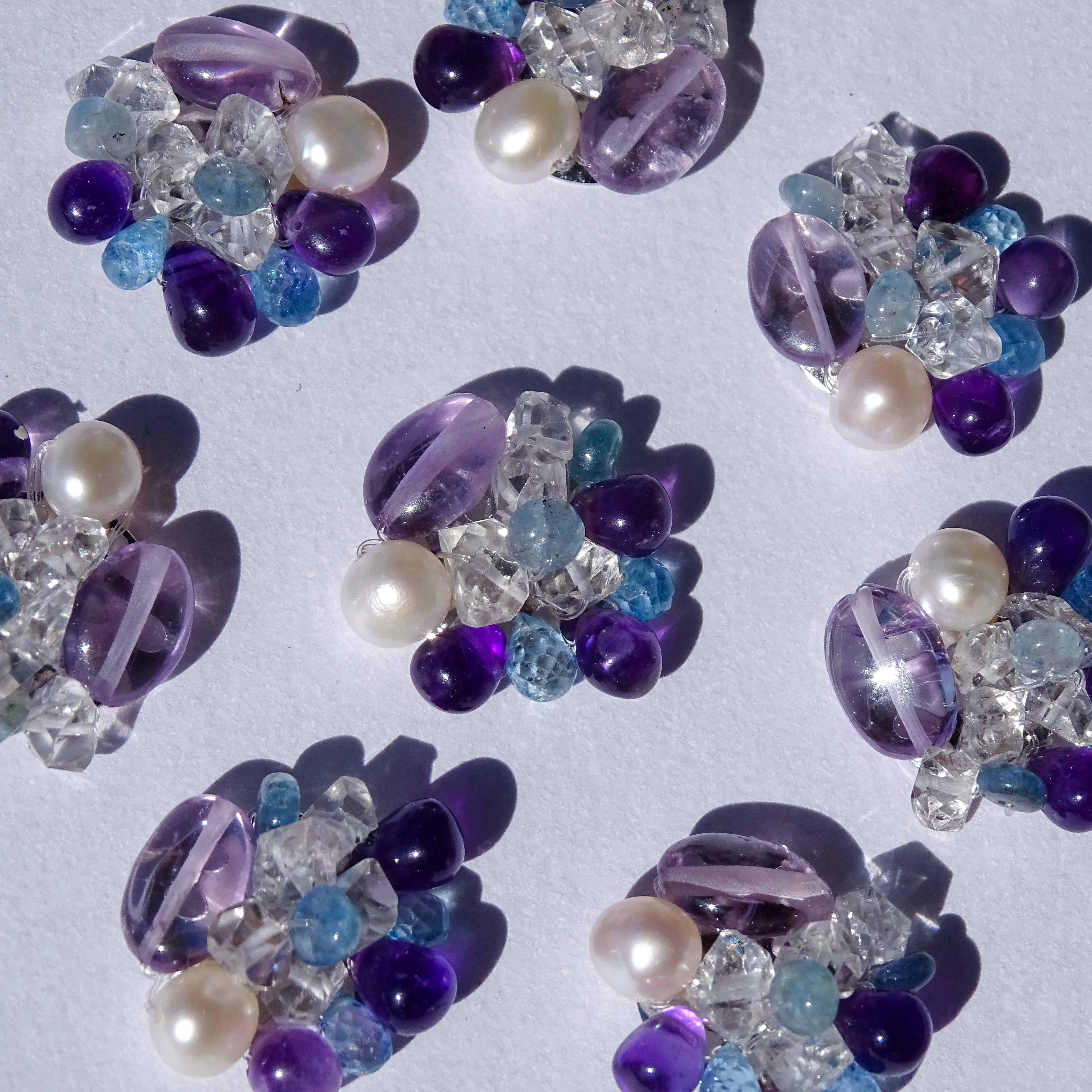 Ajisai Gems 紫陽花の天然石ピアス イヤリング