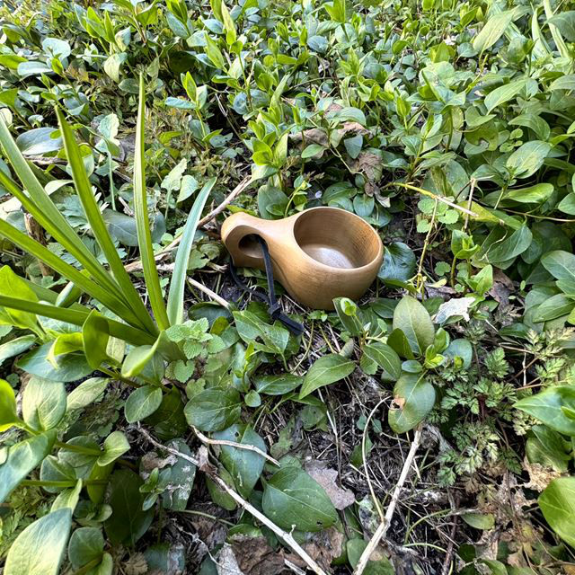 020日本製〉飛騨産 天然無垢  朴の木材の ククサ 内面合成漆仕上 送料無料１点ものマグカップ