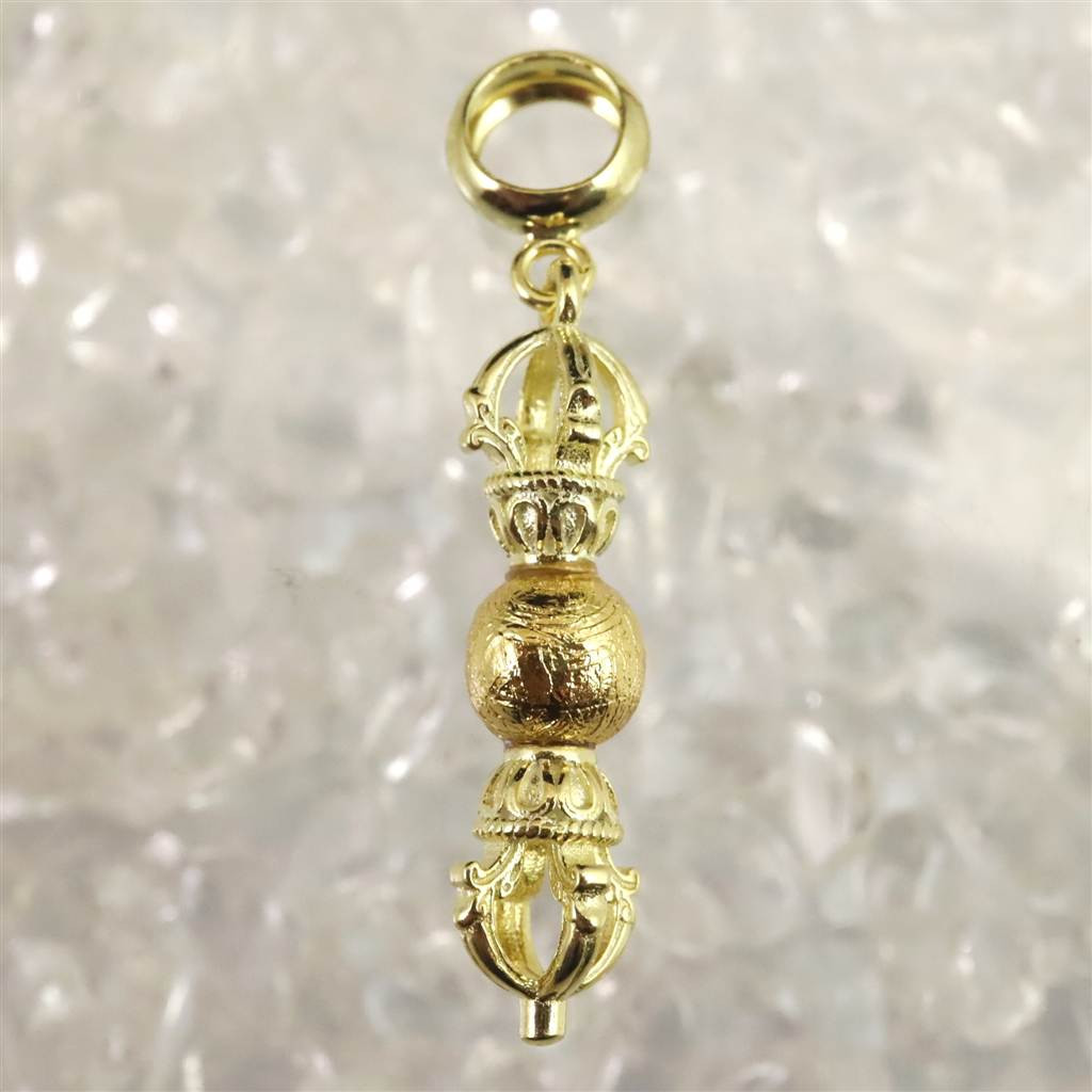 キベオン丸玉付ヴァジュラ 金剛杵 ゴールドカラー ペンダント　1.7g　 #90285