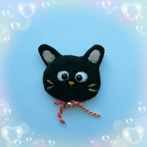 羊毛フェルト　ミニリース　黒猫 羊毛フェルト ミニリース 黒猫 羊毛フェルト