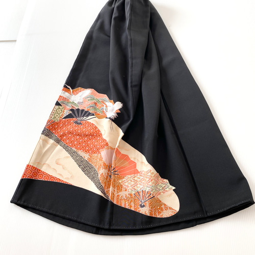 大人可愛いセレブ着物スカートフリーサイズ黒留袖着物リメイク