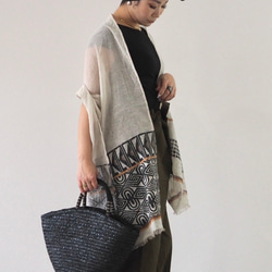 ブロックプリント/大判リネンストール① 16枚目の画像