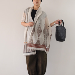 ブロックプリント/大判リネンストール① 17枚目の画像