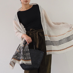 ブロックプリント/大判リネンストール① 6枚目の画像