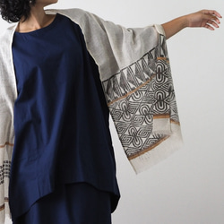 ブロックプリント/大判リネンストール① 10枚目の画像