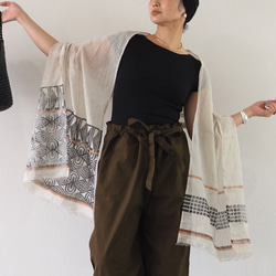 ブロックプリント/大判リネンストール① 5枚目の画像