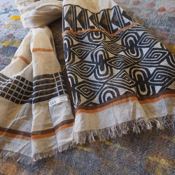 ブロックプリント/大判リネンストール① 9枚目の画像