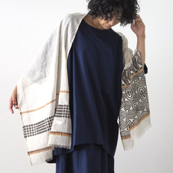 ブロックプリント/大判リネンストール① 12枚目の画像