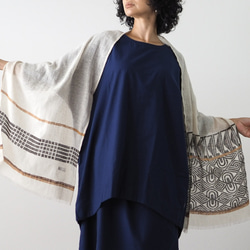 ブロックプリント/大判リネンストール① 11枚目の画像