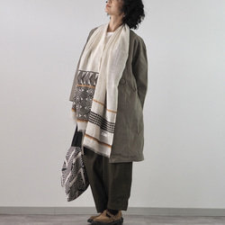 ブロックプリント/大判リネンストール① 2枚目の画像