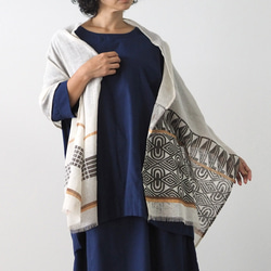 ブロックプリント/大判リネンストール① 13枚目の画像