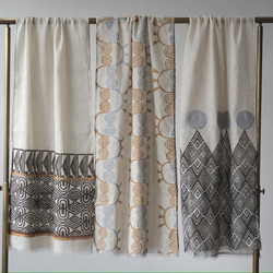 ブロックプリント/大判リネンストール① 8枚目の画像