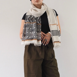 ブロックプリント/大判リネンストール① 14枚目の画像