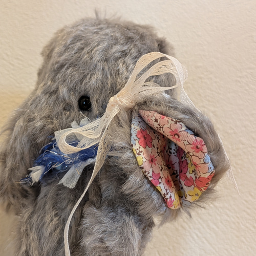 再販】夢見るぞうのぬいぐるみ ドイツ製モヘア生地のおめかしゾウさん