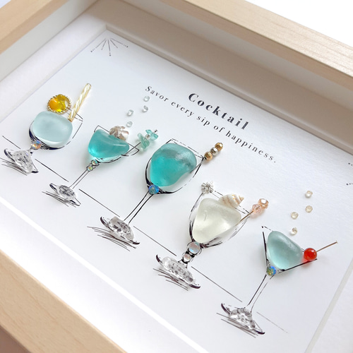 海の恵みのカクテル5 “Sparkle”〉シーグラスアート その他アート