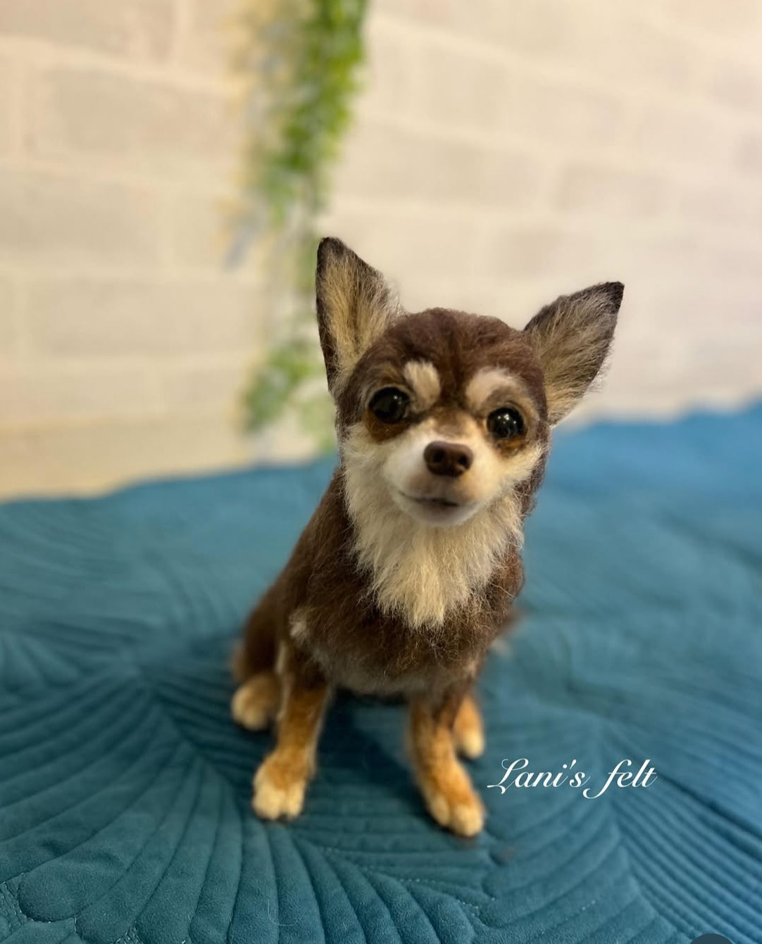 羊毛フェルト犬 オーダー 世界でたったひとつ♡大切な家族をずっとそばに♡チワワ イニシャルネックレス付き