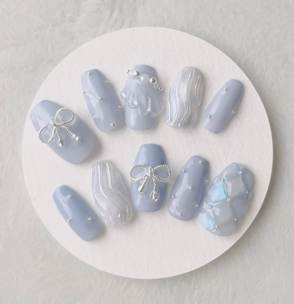 no.1】くすみブルーネイル｜人気No.1│秋冬│推し活│ブライダル
