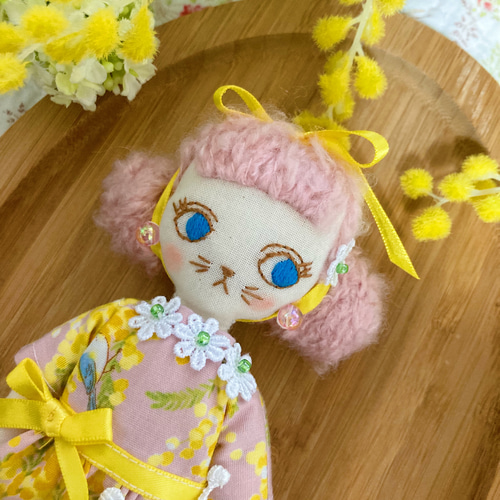 ラブリーナチュラル夢猫ちゃん ドールチャーム 猫人形 布人形 猫ドール