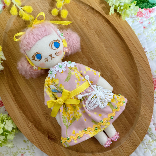 ラブリーナチュラル夢猫ちゃん ドールチャーム 猫人形 布人形 猫ドール