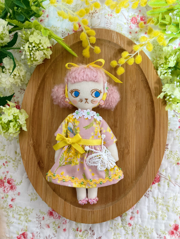 ラブリーナチュラル夢猫ちゃん ドールチャーム 猫人形 布人形 猫