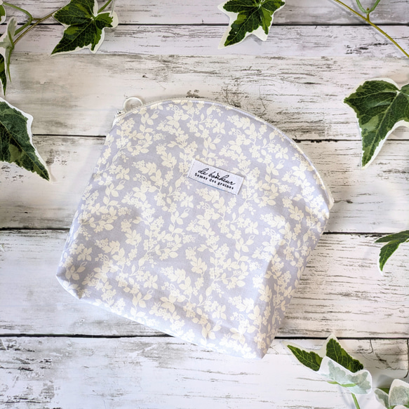 保冷ポーチ★ラベンダーグレー植物柄☆アイスリングケース★クールネックポーチ☆撥水・防水★暑さ対策・熱中症対策☆洗濯OK 6枚目の画像