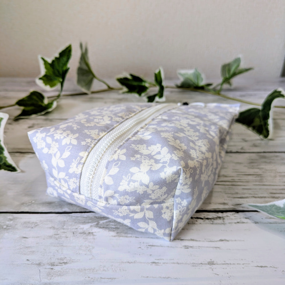 パウチケース★ラベンダーグレー植物柄☆保冷ポーチ☆撥水・防水★暑さ対策・熱中症対策★洗濯OK★パウチ飲料入れ 6枚目の画像