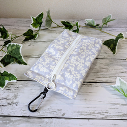 パウチケース★ラベンダーグレー植物柄☆保冷ポーチ☆撥水・防水★暑さ対策・熱中症対策★洗濯OK★パウチ飲料入れ 5枚目の画像