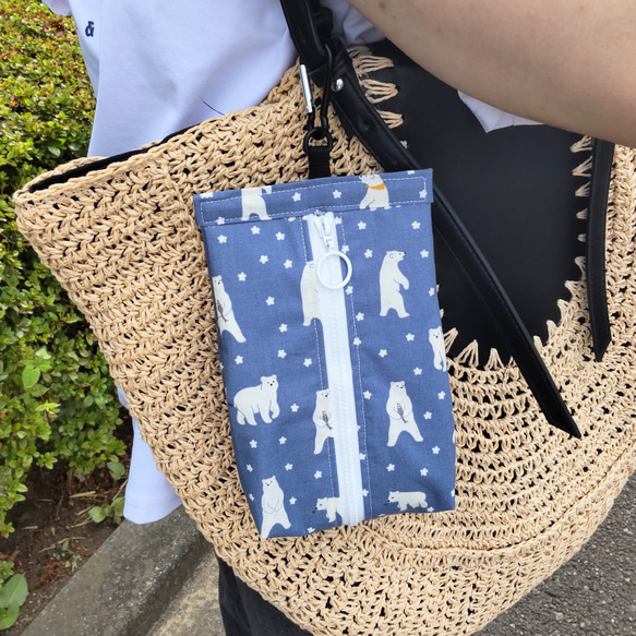 パウチケース★ラベンダーグレー植物柄☆保冷ポーチ☆撥水・防水★暑さ対策・熱中症対策★洗濯OK★パウチ飲料入れ 12枚目の画像