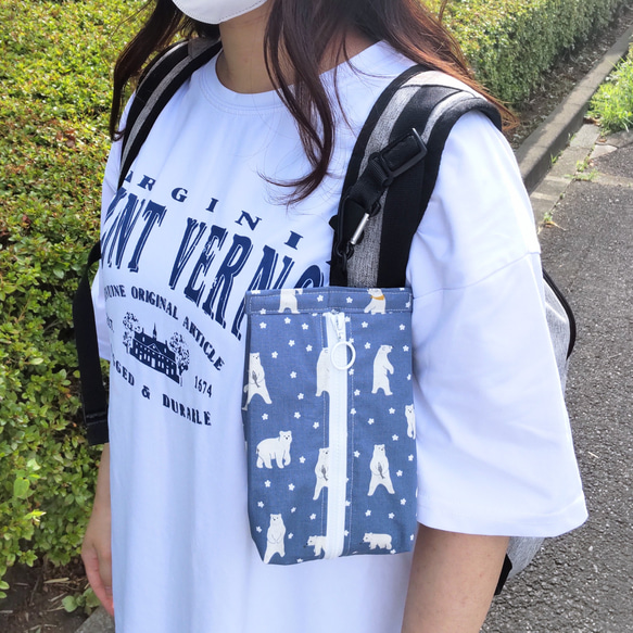 パウチケース★ラベンダーグレー植物柄☆保冷ポーチ☆撥水・防水★暑さ対策・熱中症対策★洗濯OK★パウチ飲料入れ 13枚目の画像