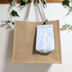 パウチケース★ラベンダーグレー植物柄☆保冷ポーチ☆撥水・防水★暑さ対策・熱中症対策★洗濯OK★パウチ飲料入れ 3枚目の画像