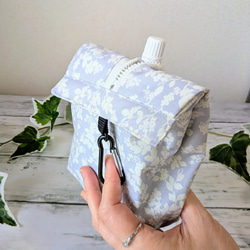 パウチケース★ラベンダーグレー植物柄☆保冷ポーチ☆撥水・防水★暑さ対策・熱中症対策★洗濯OK★パウチ飲料入れ 8枚目の画像