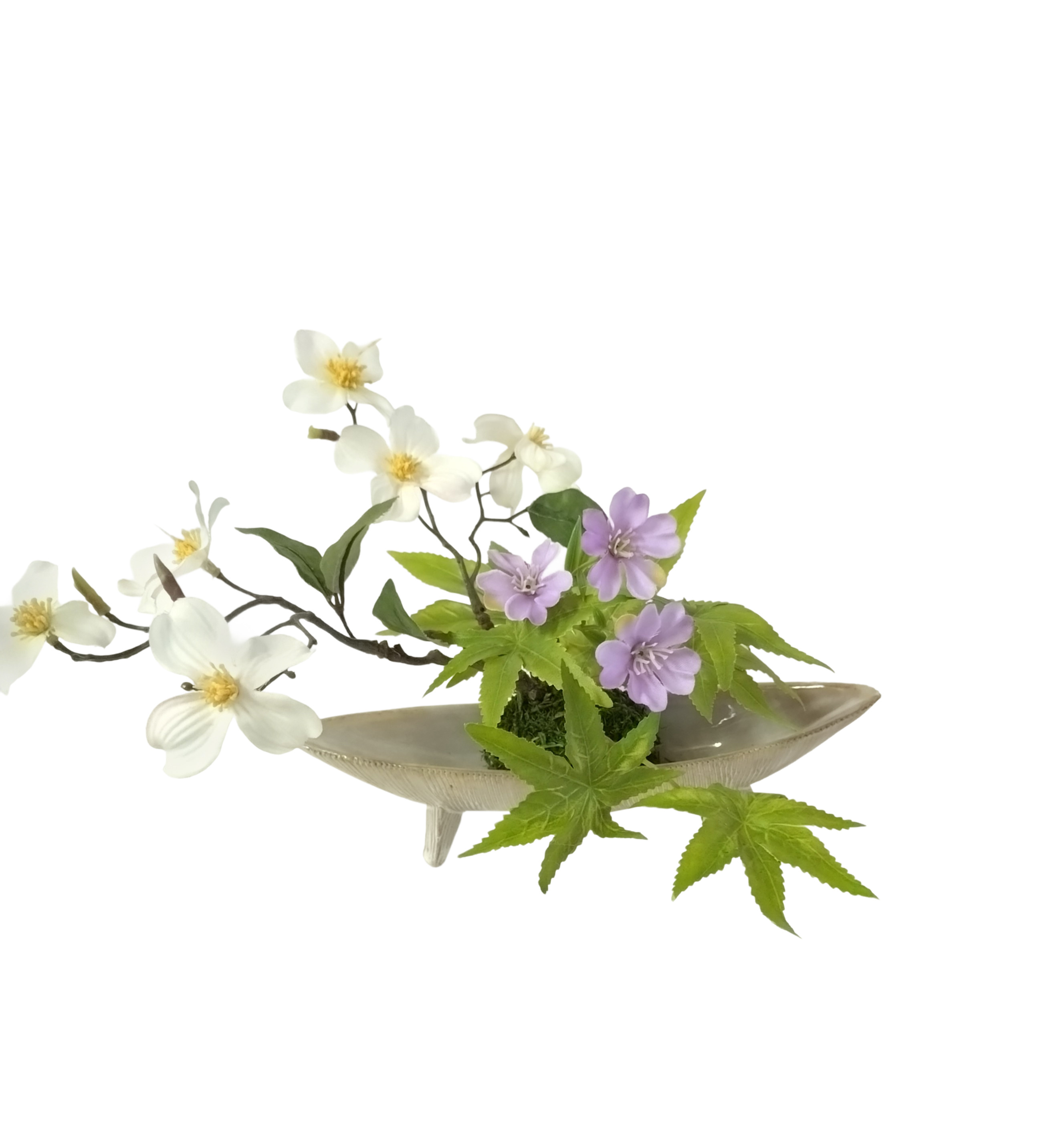 【華シリーズ】苔玉とハナミズキのデザイン　和モダン　和風アレンジ　季節の花　贈答品　プレゼント　敬老の日　施設　お見舞い