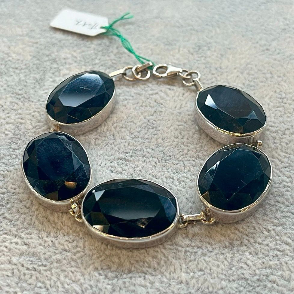 シルバーブレスレット オニキス シルバー925 天然石 レディース アンティーク 高品質 ハンドメイド 一点物