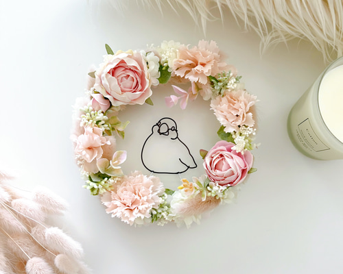 ほっこり文鳥のフラワーガーデンリース リース CHIKA WIRE 通販