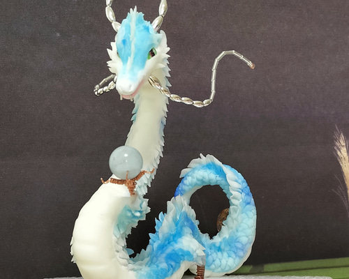 アクアマリンの龍　龍の置物　縁起物 オブジェ アクアマリンと龍 縁起物オブジェ その他置物 keokeo 通販