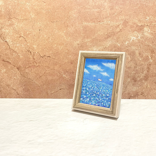 受注制作】青い空と花と白い雲とマルチーズ 絵画 kuro 通販 19242691