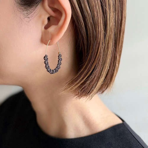 New color】Ovalピアス（sumikuro スミクロ） S / M / L 水引