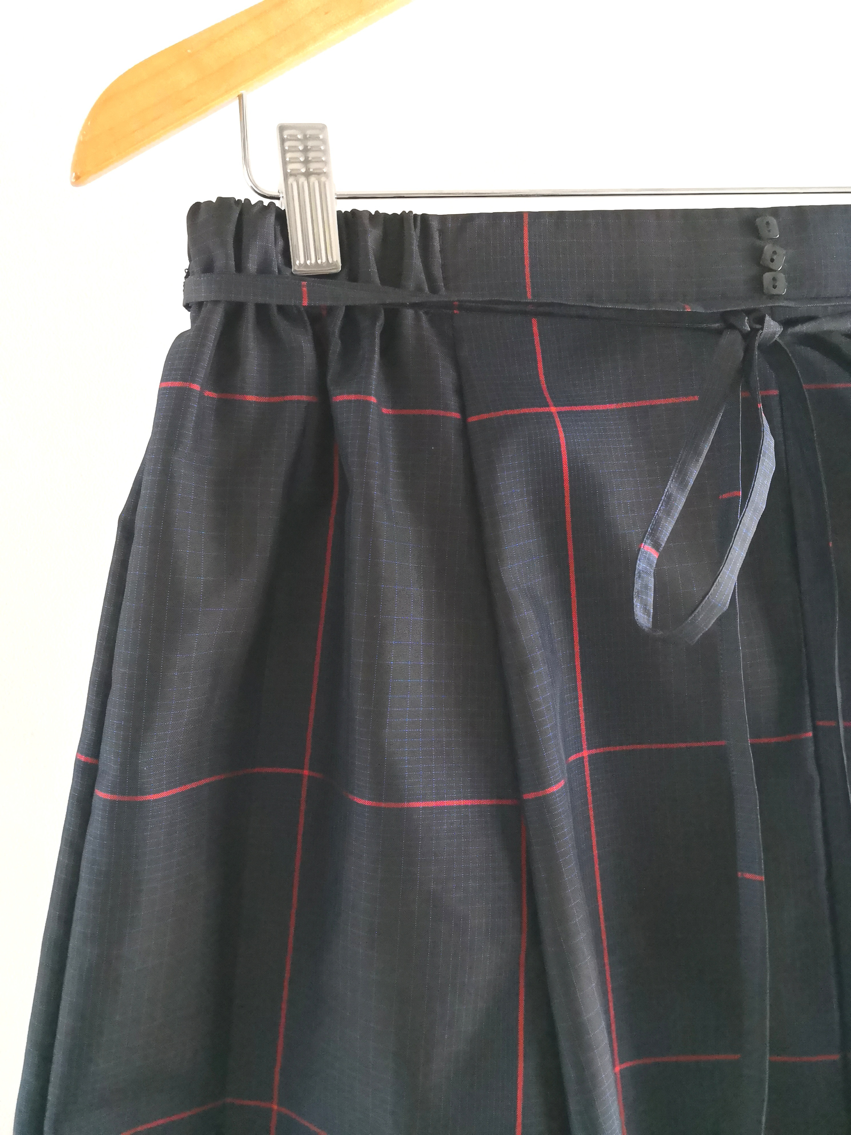 【送無】ギャザー大島紬（濃紺格子）