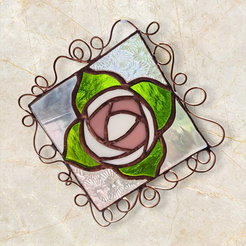 ステンドグラス☆薔薇の妖精のサンキャッチャー ステンドグラスパネル