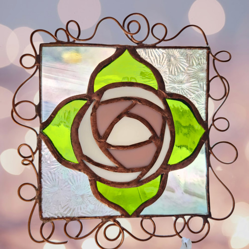 ステンドグラス☆薔薇の妖精のサンキャッチャー ステンドグラスパネル