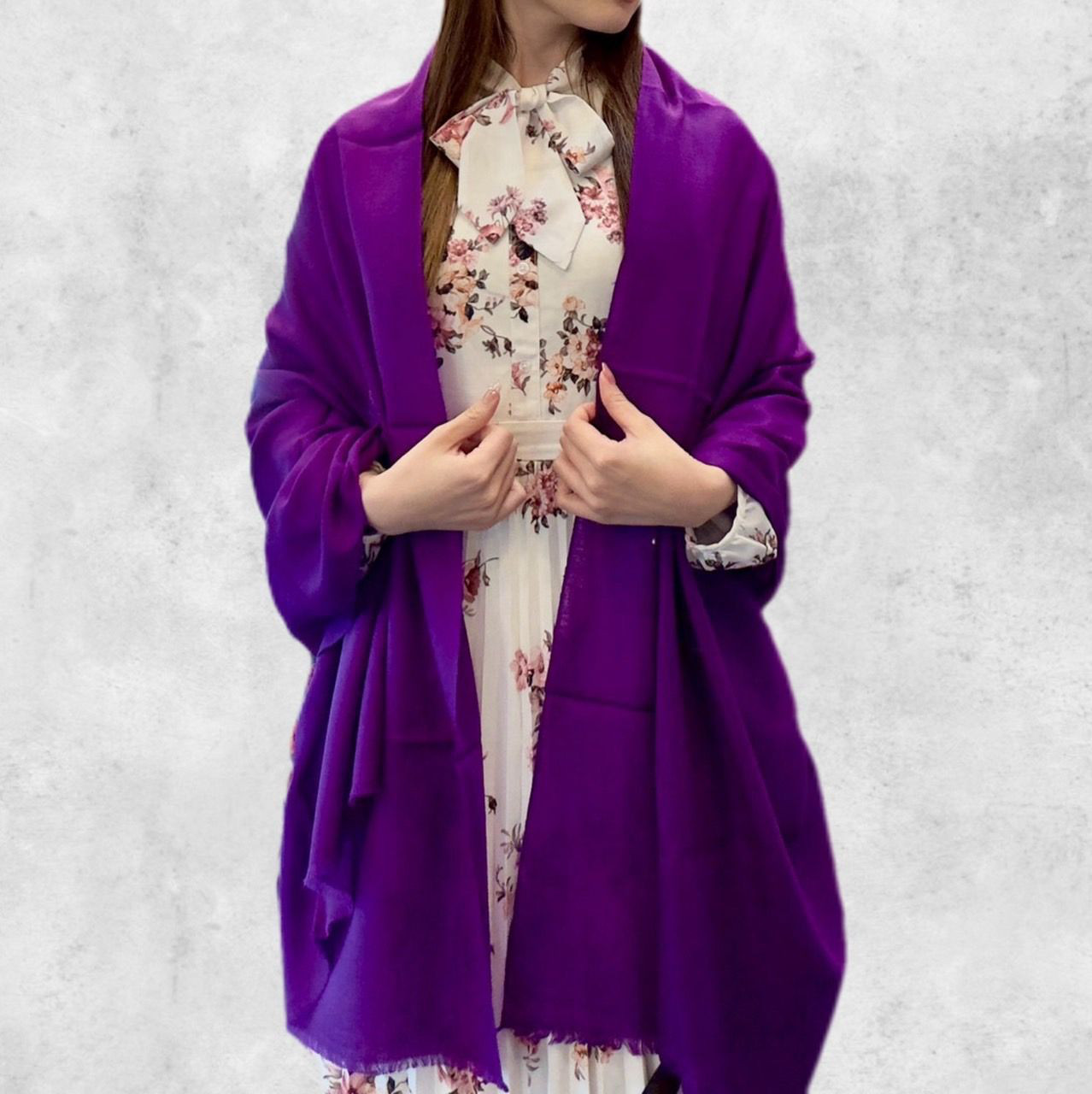 ショール ストール  パープル 紫 カシミール タペストリー インテリア  ハンドメイド  最高級カシミア 和装 15,540円